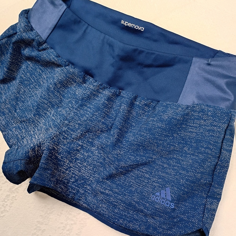 Adidas Supernova Climalite Running Shorts Navy Blue‎ Space Dye Womens Small 2in - Picture 3 of 6